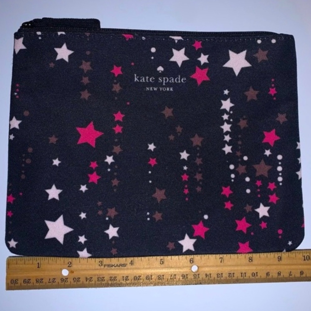 NWT Kate Spade Cosmetic Bag Black with Pink and White Stars